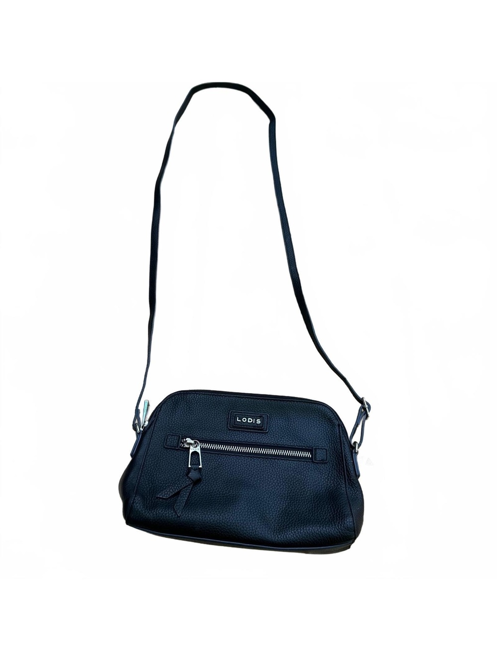 Lodis Charlotte Crossbody Black Pebbled Leather Purse